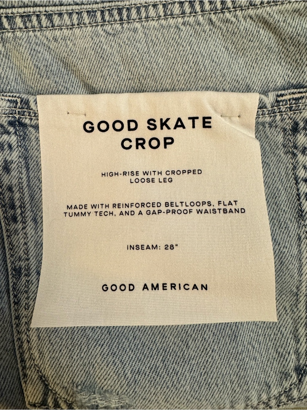 Good American Good Skate Fray Hem Crop Wide Leg Jeans - Sz. 0 - Picture 7 of 7